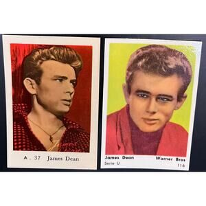 1950's Dutch Gum 2 James Dean Cards Rebel Without a Cause East of Eden Giant